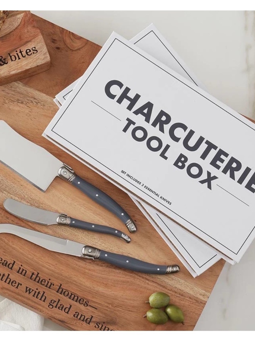 Charcuterie Knife Set with Gray Handles — 3-Piece Entertaining Set